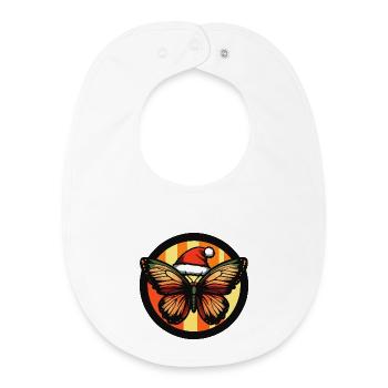 Winter Magic Butterfly with Christmas Hat - Baby Organic Bib - white - Front
