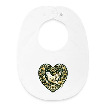 Goldene Taube im Floral Heart - Baby Organic Lätzchen - Weiß - Vorne