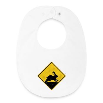 Lapin panneau de signalisation jaune - Bavoir bébé bio - blanc - Devant