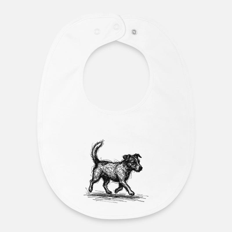 Jack Russell Terrier – Conception de chien de croquis - Bavoir bébé bio - blanc