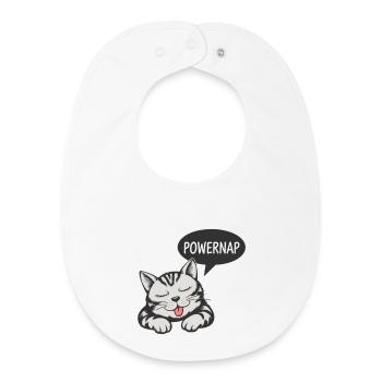 Powernap Cat - Sleeping Motif - Baby Organic Bib - white - Front