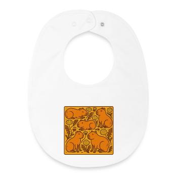 Capybara Chorus in Bloom - Baby Organic Bib - white - Front