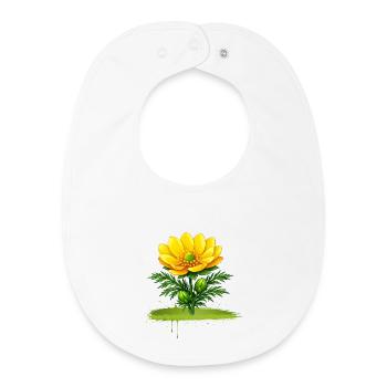 Gelbe Blume Natur Pinselstrich Design  - Baby Organic Lätzchen - Weiß - Vorne