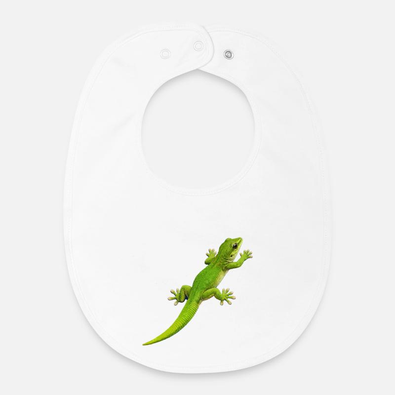 Gecko climbs 1 - Baby Organic Bib - white