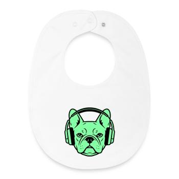 Frenchie Headphones Gamer Dog - Baby Organic Bib - white - Front