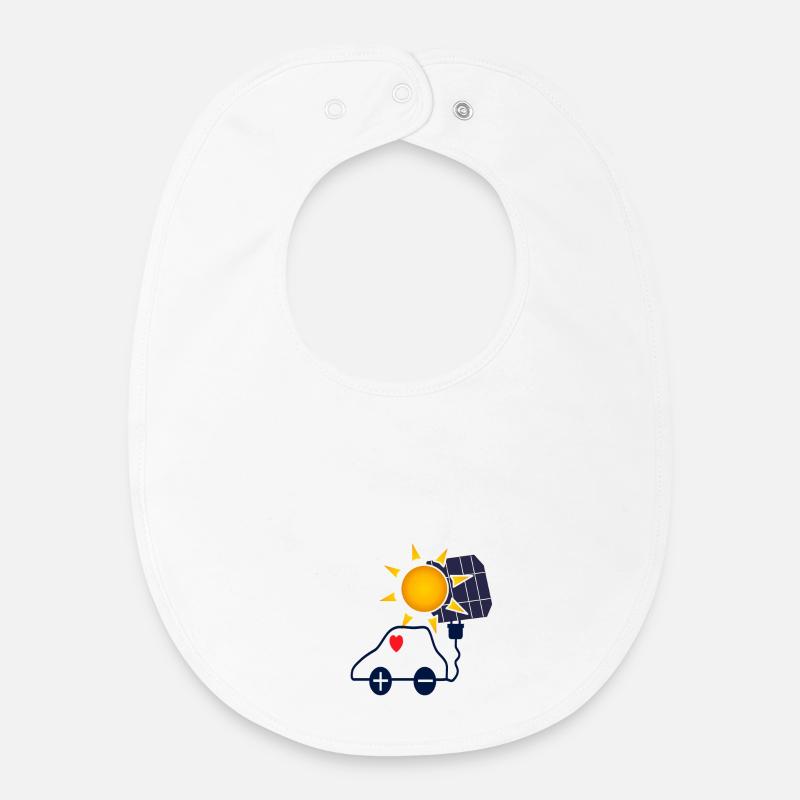Solar Power Car with Solar Panel - Baby Organic Bib - white