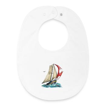 yacht - Bavoir bébé bio - blanc - Devant
