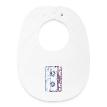 Cassette vintage - Bavoir bébé bio - blanc - Devant