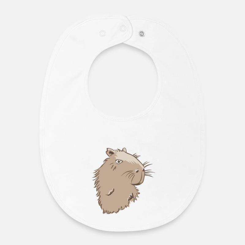 Tête de capybara - Bavoir bébé bio - blanc