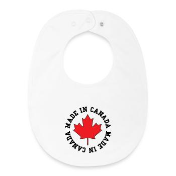 Fabriqué au Canada – Déclaration sur la feuille d’érable - Bavoir bébé bio - blanc - Devant