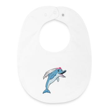 Dolphin Bridal Veil Wedding - Baby Organic Bib - white - Front