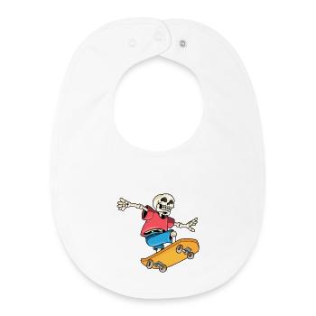 Skelett Skater Skateboard - Baby Organic Lätzchen - Weiß - Vorne
