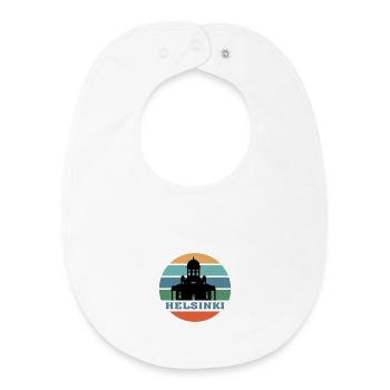 Helsinki City Skyline Finland Landmark - Baby Organic Bib - white - Front