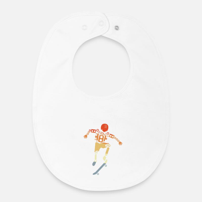 Skateboarder - Baby Organic Bib - white