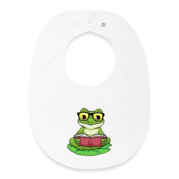 Lunettes de livre Frog Nerd - Bavoir bébé bio - blanc - Devant