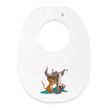 The Little Dormouse and His Sniffing Blanket - Baby Organic Bib - white - Front
