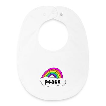Frieden Peace Regenbogen Wolke - Baby Organic Lätzchen - Weiß - Vorne