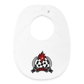 Flammendes Dartboard Emblem - Baby Organic Lätzchen - Weiß - Vorne