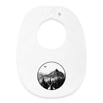 Mountain Dawn Deer Silhouettes - Baby Organic Bib - white - Front