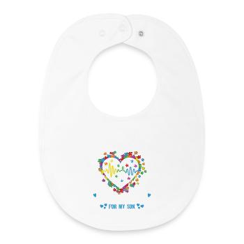 Je porte du bleu pour mon fils Autism Design - Bavoir bébé bio - blanc - Devant