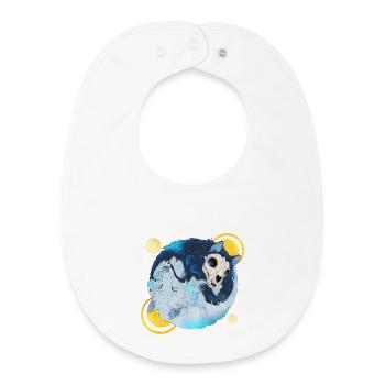 Blue Ink Spirits - Tao Wolves Schatten & Licht 2 - Baby Organic Lätzchen - Weiß - Vorne