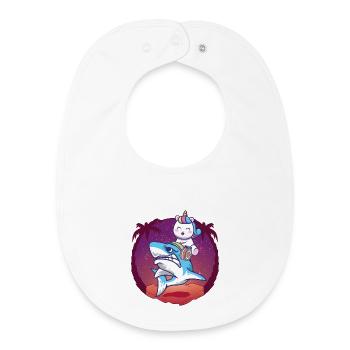 Unicorn Riding a Shark - Baby Organic Bib - white - Front
