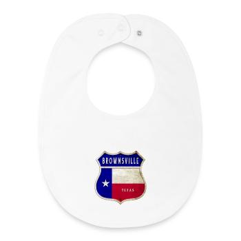 Brownsville Texas Crest Flag Design - Baby Organic Bib - white - Front