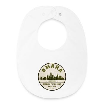 Insigne vintage Omaha Skyline - Bavoir bébé bio - blanc - Devant
