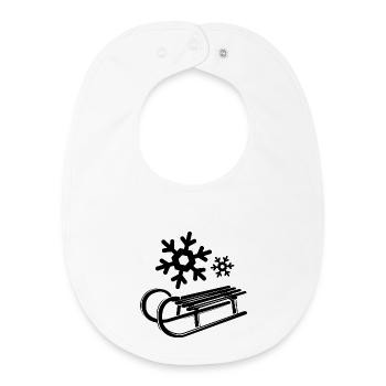 Schnee Schlitten Eiskristalle Schneeflocken Winter - Baby Organic Lätzchen - Weiß - Vorne
