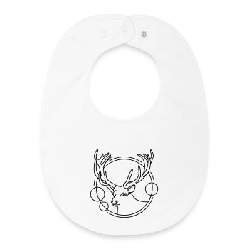 Deer in Geometric Shape - Line Art Design - Baby Organic Bib - white - Front