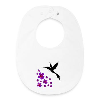 kolibrisilhouette mit blumen, vogelmotive damen - Baby Organic Lätzchen - Weiß - Vorne