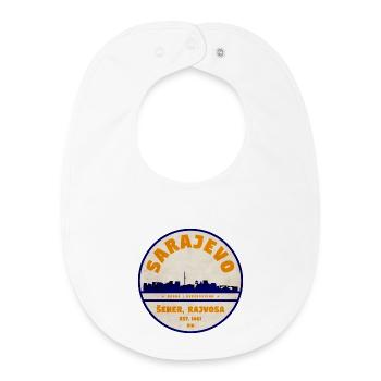 Sarajevo Skyline Vintage Badge - Baby Organic Bib - white - Front