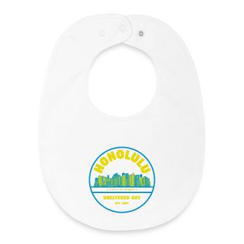 Badge rétro Honolulu Skyline - Bavoir bébé bio - blanc - Devant