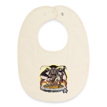 Cook, cook, chef, soup pot, hell - Baby Organic Bib - soft Ecru - Front