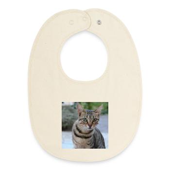 Cat Kitten Poster Square Cat Poster - Baby Organic Bib - soft Ecru - Front
