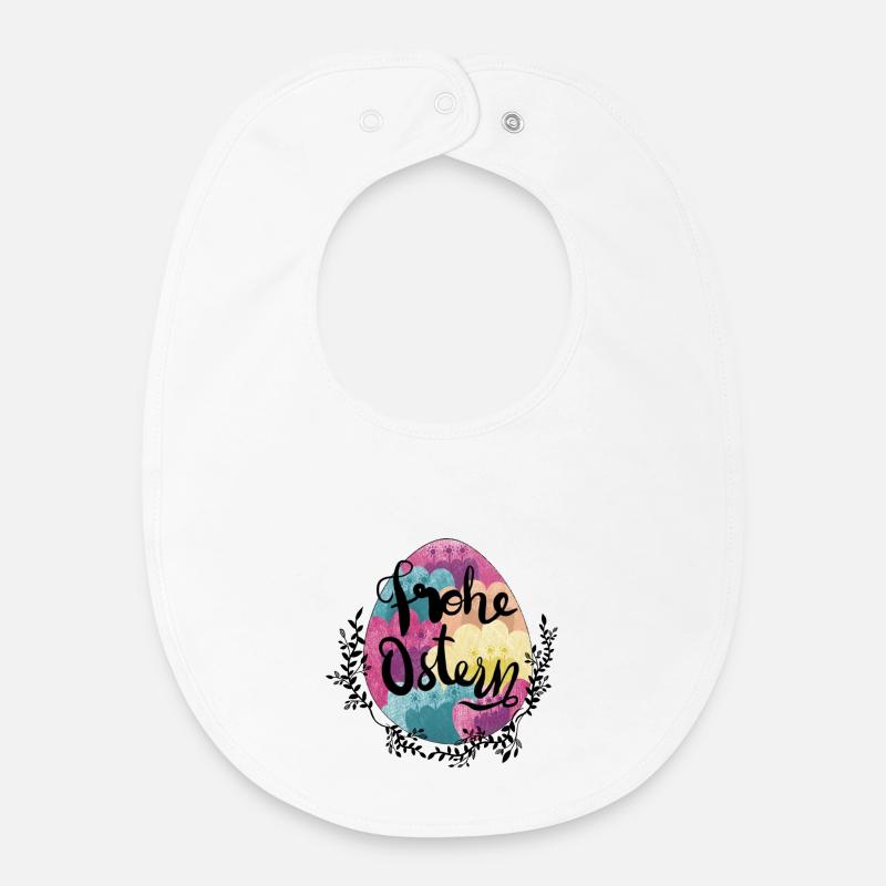 Easter Egg Flowers Happy Easter - Baby Organic Bib - white