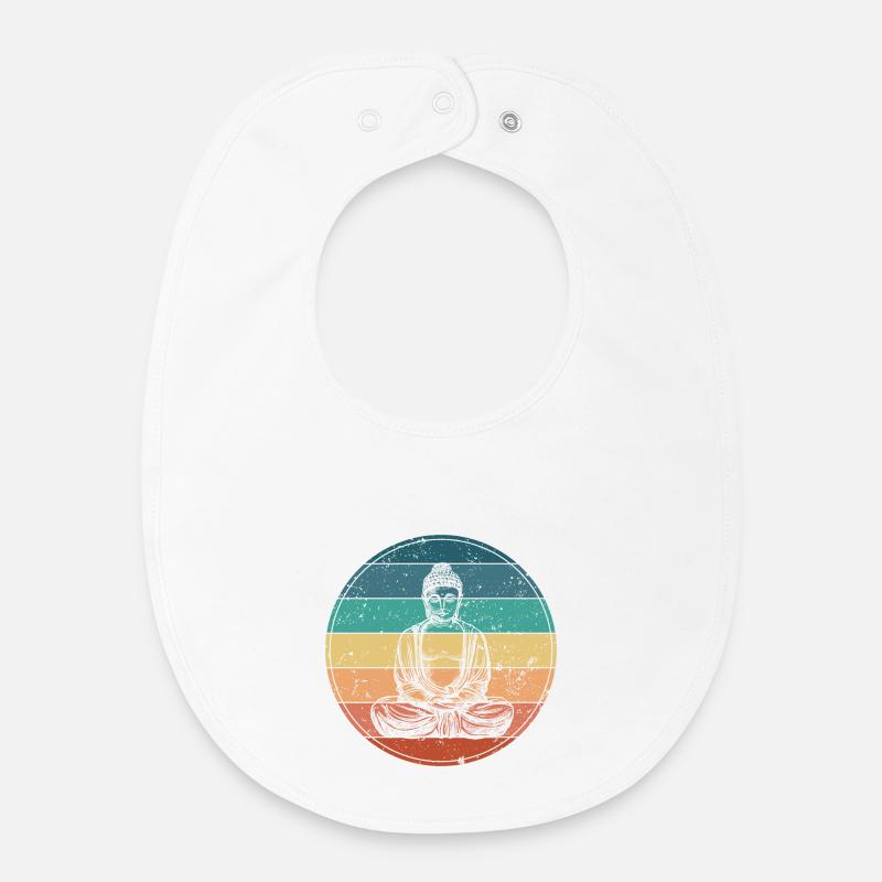 Buddha en Méditation Arc-en-Ciel - Bavoir bébé bio - blanc