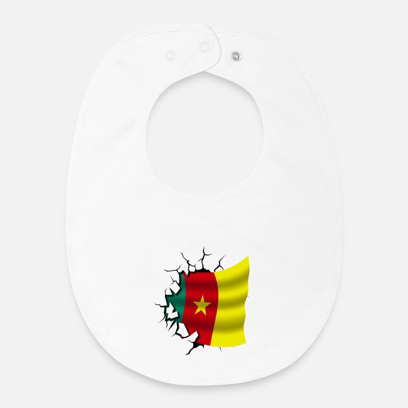 Drapeau du Cameroun - Cameroun - Drapeau Broken Design - Bavoir bébé bio - blanc