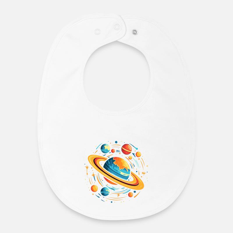 Space Galaxy Planets - Baby Organic Bib - white