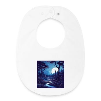 Paysage forestier surréaliste la nuit - Bavoir bébé bio - blanc - Devant