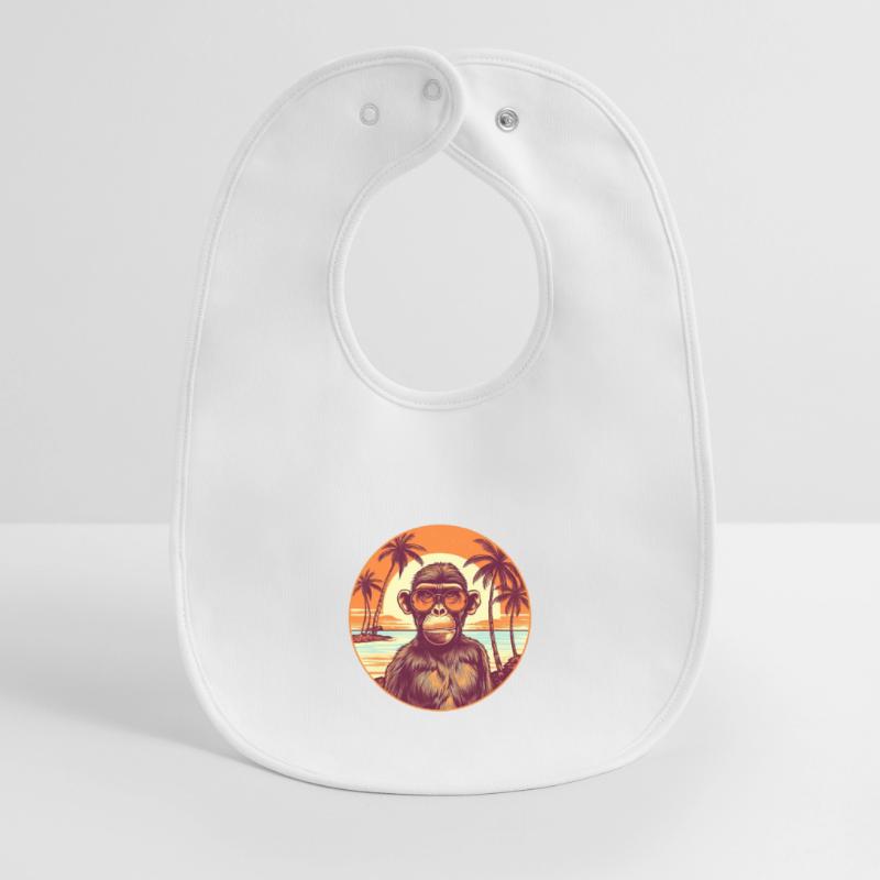 Stylish monkey in sunset scenery Baby Organic Bib