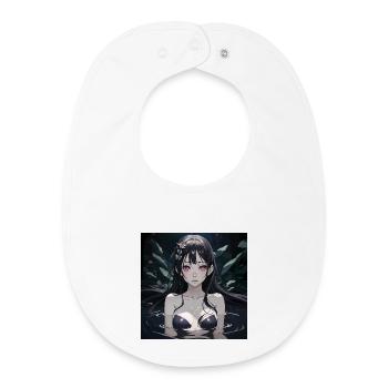 Cute Anime Girl In Water With Black Hair - Baby Organic Bib - white - Front