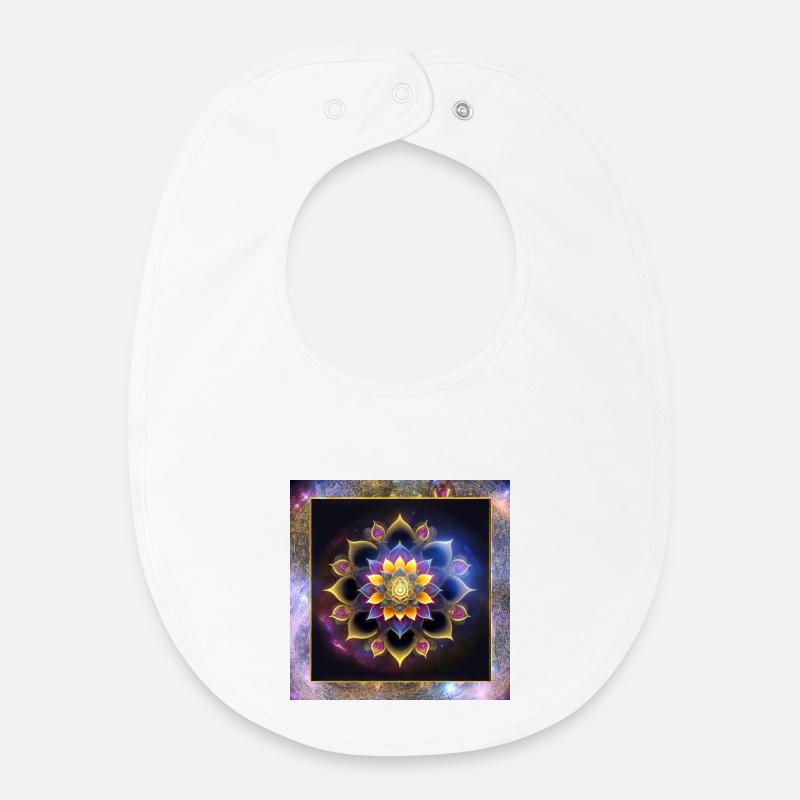 Fleur de lotus de mandala - Bavoir bébé bio - blanc
