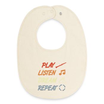 Clarinet Saying Vintage Style - Baby Organic Bib - soft Ecru - Front
