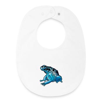 Shiny Blue Spotted Frog - Baby Organic Bib - white - Front