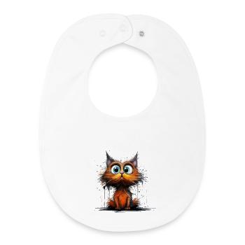 Crazy looking cat for cat lady - Baby Organic Bib - white - Front