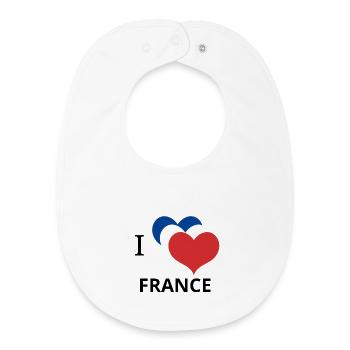 i love FRANCE typography design logo - Baby Organic Bib - white - Front