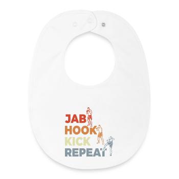 Jab Hook Kick Repeat - Baby Organic Lätzchen - Weiß - Vorne