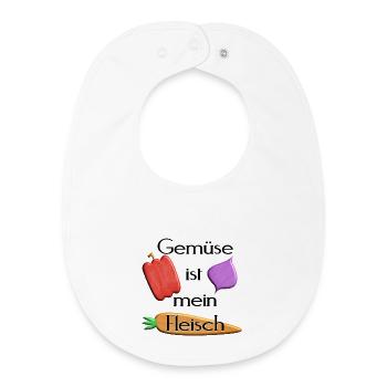 Gemüse - Gemüse ist mein Fleisch -schwarze Schrift - Baby Organic Lätzchen - Weiß - Vorne