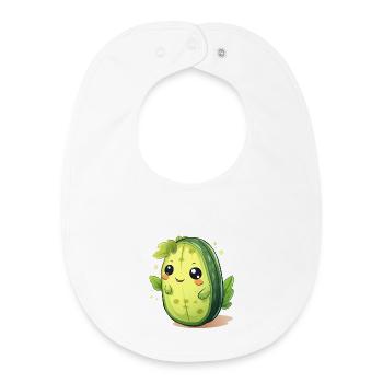 Kawaii Cactus Cucumber Male – Cute Design - Baby Organic Bib - white - Front
